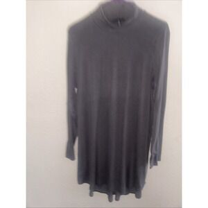 Eileen Fisher mock neck swing dress long sleeves lightweight, stretch fabric L